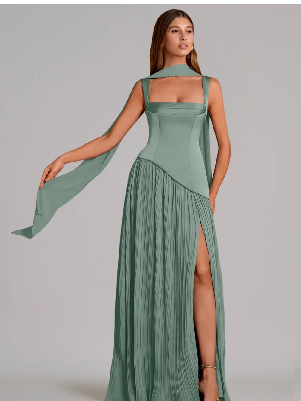 Azazie Stephanie Silver Sage Dress